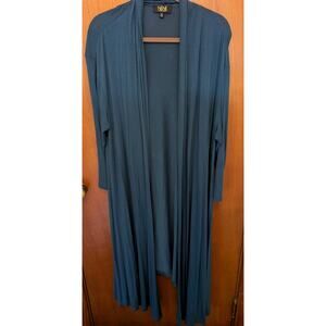 Nene By NeNe Leakes LS Turquoise Women's Long Duster Sweater Size Medium Petite